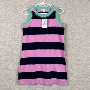 Crewcuts Dress Girls 4 Navy Blue Pink‎ Striped Sleeveless Tank Dress